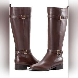 NIB Rockport Genuine Leather Harper wide calf riding boots 9 Horseback Equine